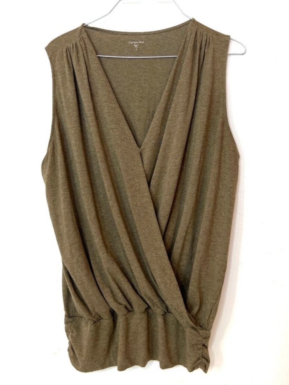 Garnet Hill Banded Surplice Wrap-Front Tank